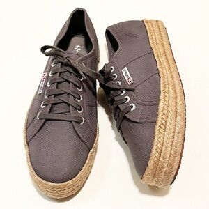 Superga Gray Canvas Espadrille-Style Sneakers
